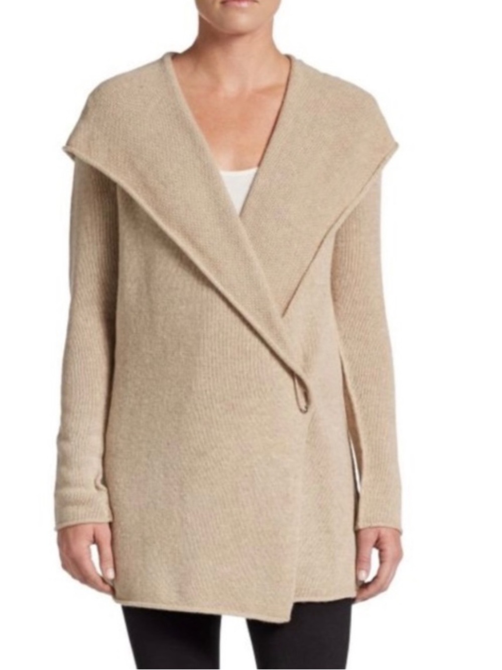 VINCE Sophie Yak-Wool Safety Pin Shawl Collar Hooded Cardigan size S